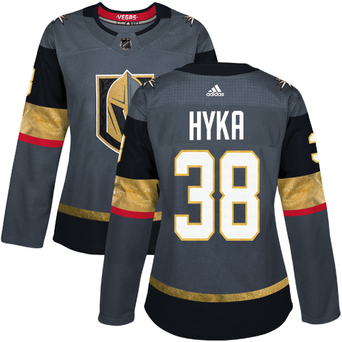 Adidas Vegas Golden Knights 38 Tomas Hyka Grey Home Authentic Women Stitched NHL Jersey
